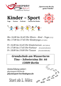 Flyer neue Kinderkurse Grundschule am Wasserturm